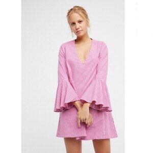 Free People White and Pink Midi Dress